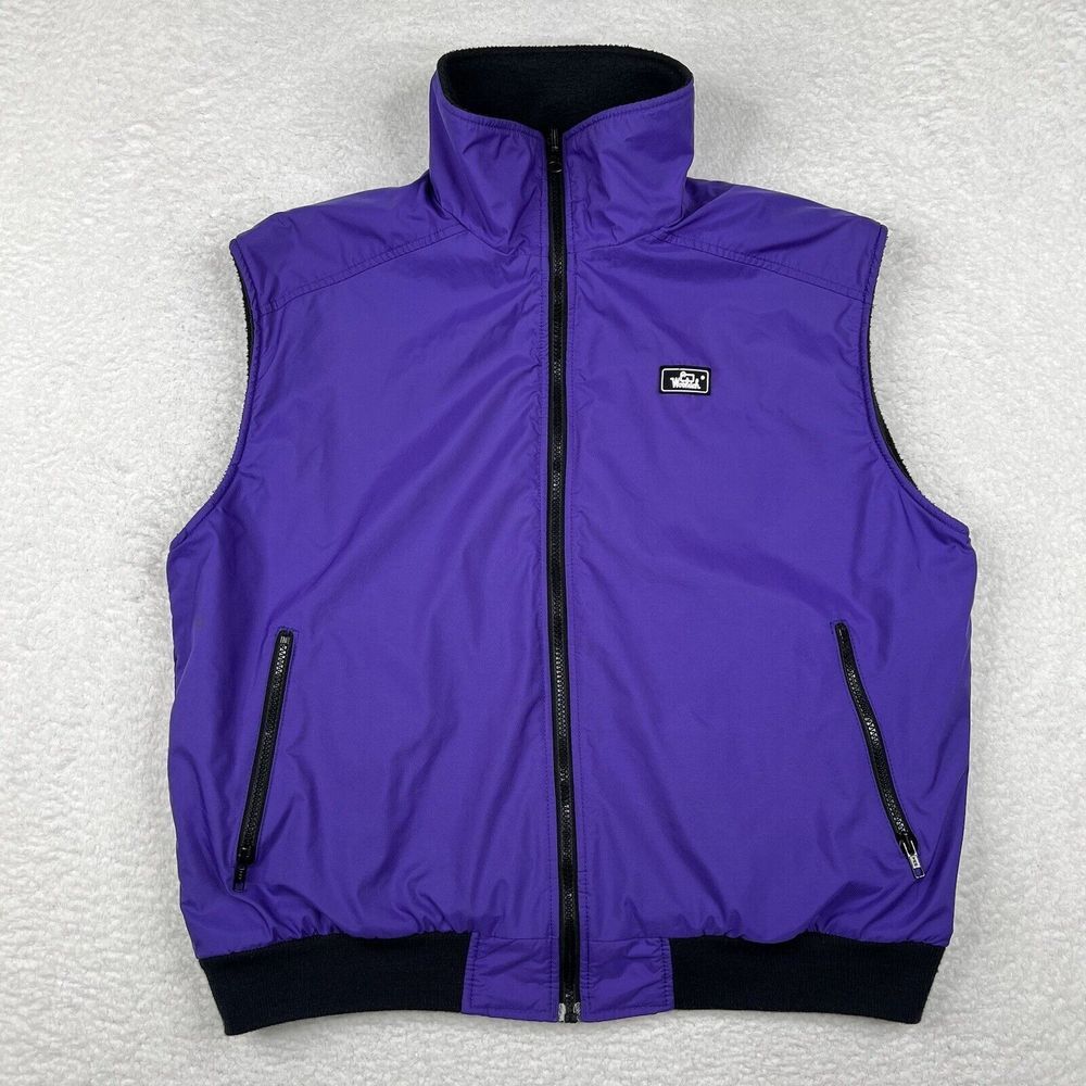 Vintage Woolrich Jacket Mens XL Purple Vest Windbreaker Full Zip 80s Made In USA